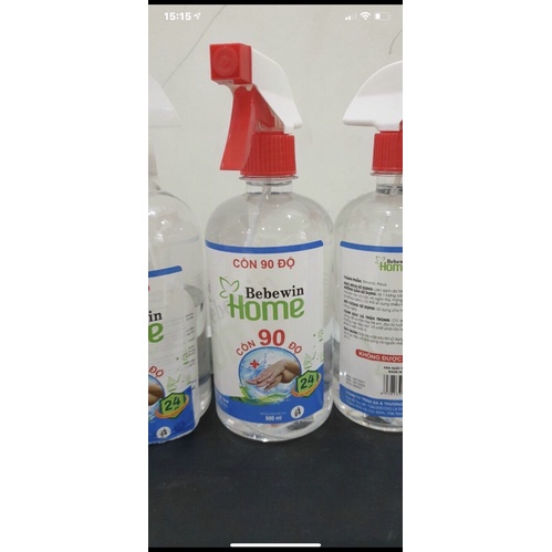 Cồn y tế Bebewin 90 độ chai 500ml (có vòi xịt )