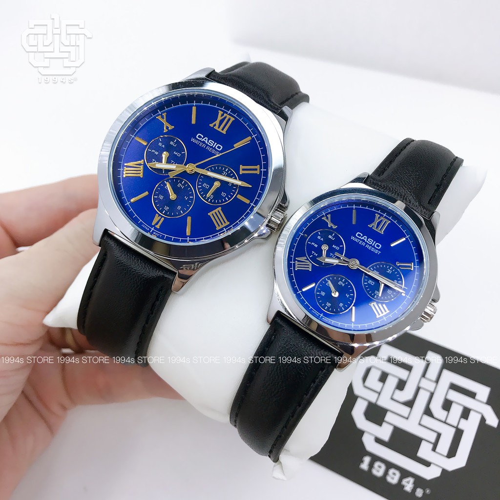 Đồng hồ cặp Casio MTP-V300L-2A / LTP-V300L-2A2 dây da, chống nước 50m, hàng chính hãng