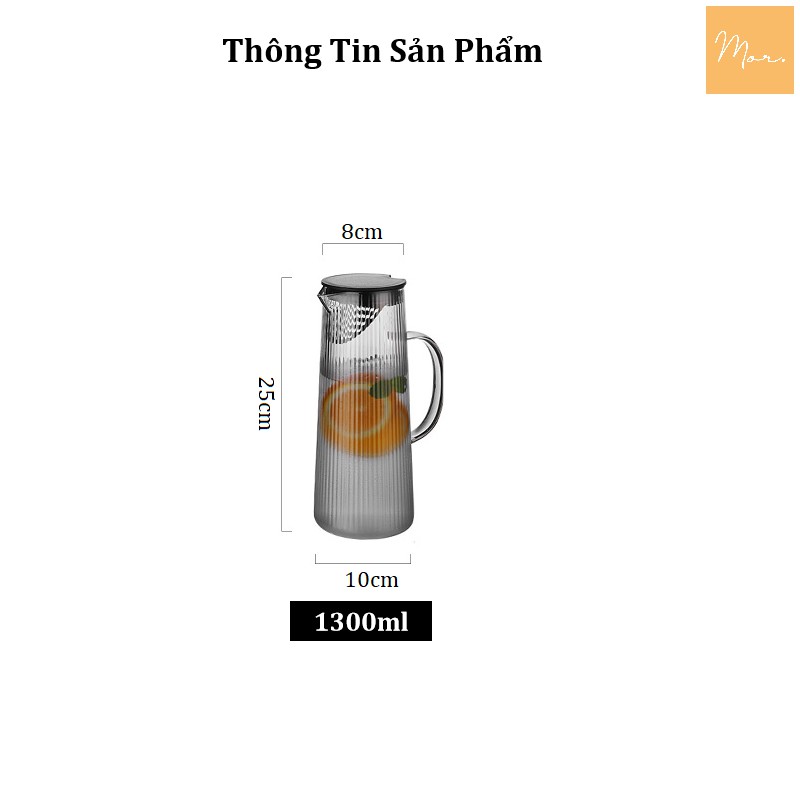 Bình nước thủy tinh chịu nhiệt - 1.3L