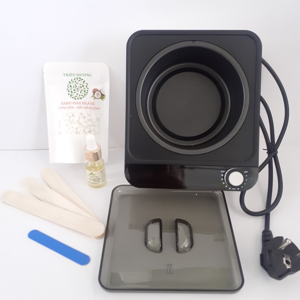 (Tặng 1 dũa móng +1 mặt nạ nén): Nồi sáp wax lông chống dính + sáp wax lông 50g cao cấp dòng hương + mỡ trăn 10ml