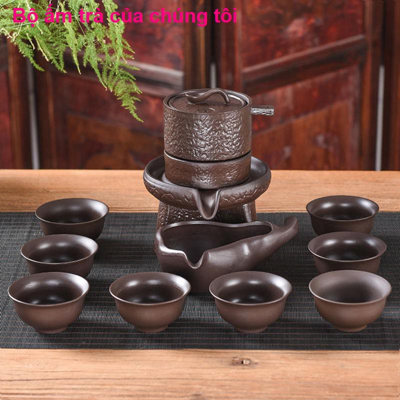 đồ ănLazy Đá sáng tạo bán tự động Mupan Kung Fu Tea Brewer Ice Cracked Bộ trà đất sét tím Đặt ấm gốm sứ gia dụng