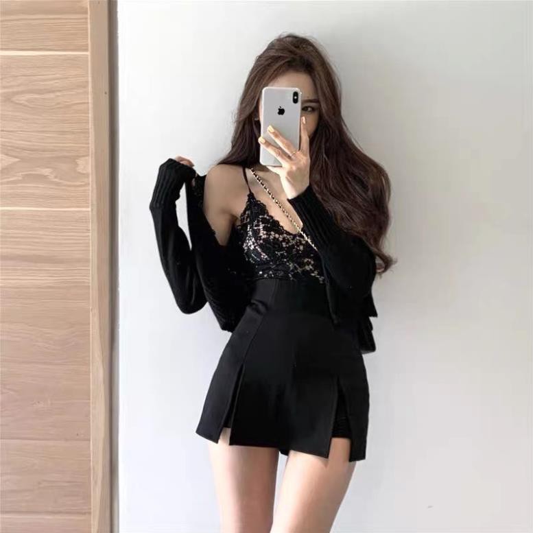 Quần Short Giả Váy Xẻ 2 Bên UNUNISEX Nữ [FREESHIP] Shorts đùi dáng ngắn chữ A, thun ôm body cạp cao bánh bèo Ulzzang HOT