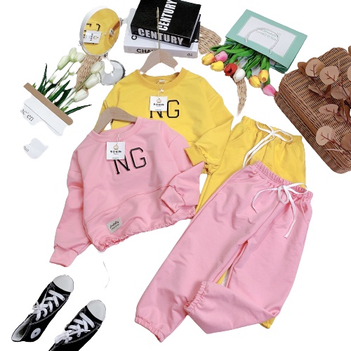 Bộ nỉ bé gái cao cấp NG size Đại 25-35kg XHN778