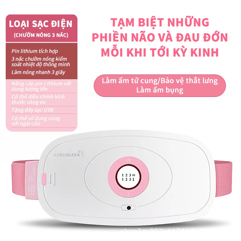 Đai chườm nóng sưởi ấm có chức năng massage - Giảm đau bụng kinh nguyệt
