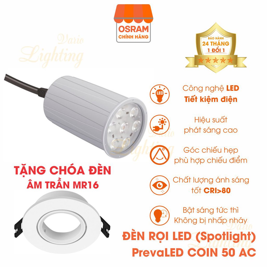 Bóng đèn LED Spotlight OSRAM PrevaLED COIN 50 AC 8.7W Vàng 3000K - HÀNG CHÍNH HÃNG [Ánh sáng chất lượng cao]