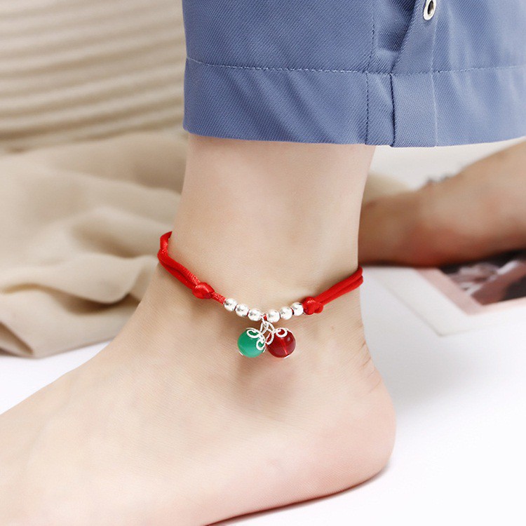 Vòng chân handmade chỉ đỏ may mắn, giá rẻ - LC43