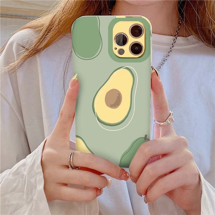 Iphone case 13promax hình quả bơ ốp lưng iphone cạnh vuông 6 6plus 7 plus 8 x xr xsmax 11 promax 12 pro max