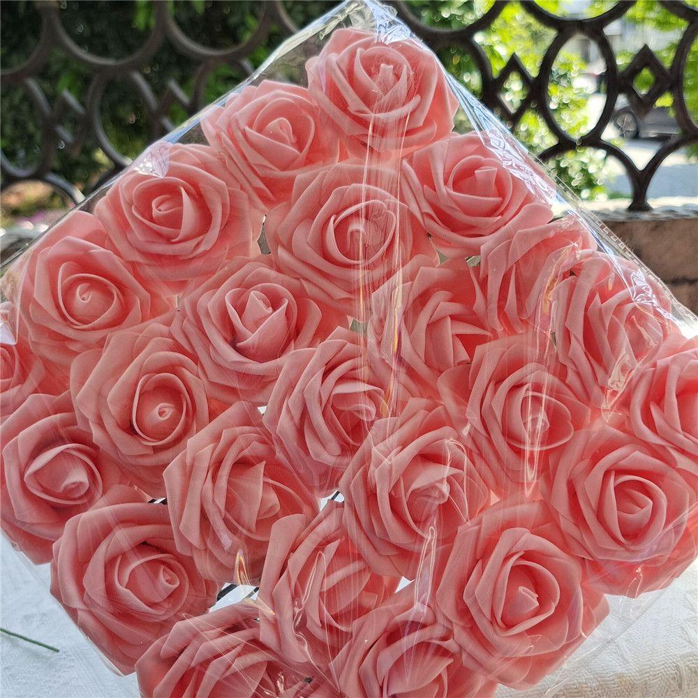 Set 25 Bông Hoa Hồng Giả Bằng Xốp 8cm Trang Trí Sổ Tay DIY