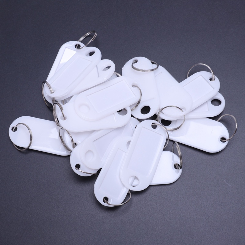 Set 20 Móc Khóa Thẻ ID Bằng Nhựa Màu Trắng