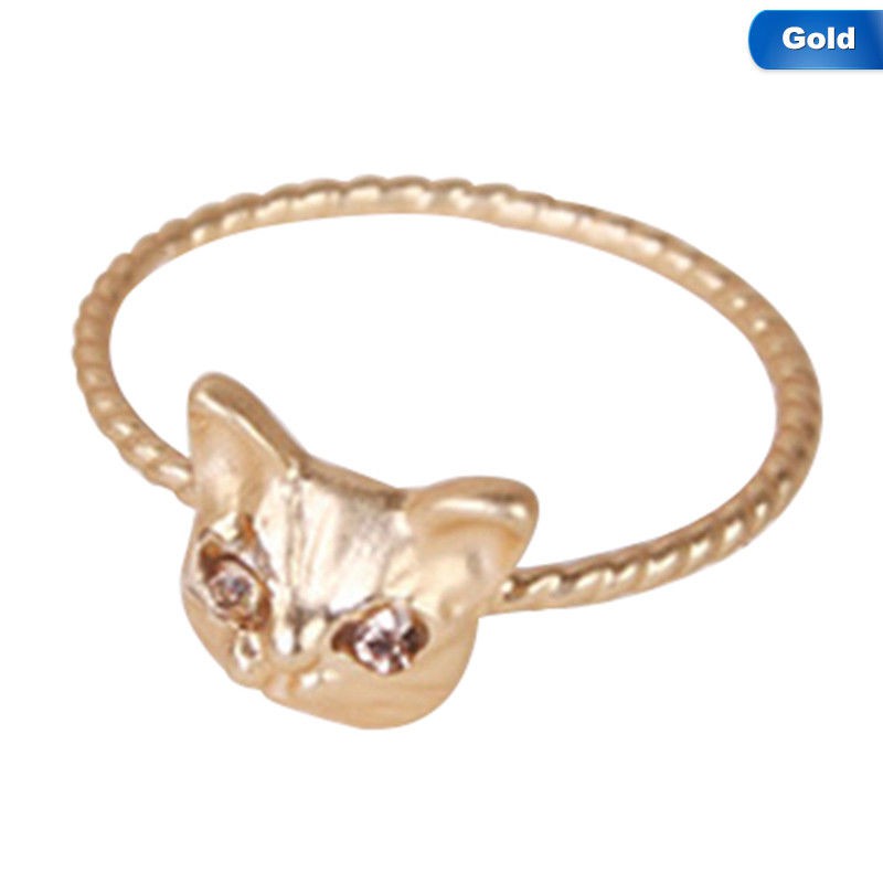 Nhẫn hợp kim hình mèo dễ thương dành cho nữ