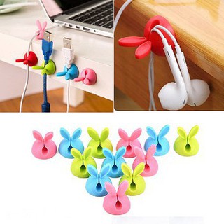 Combo 2 Nút Giữ Dây Điện Hình Tai Thỏ Chống Xoắn Rối, Cáp Sạc, Máy In