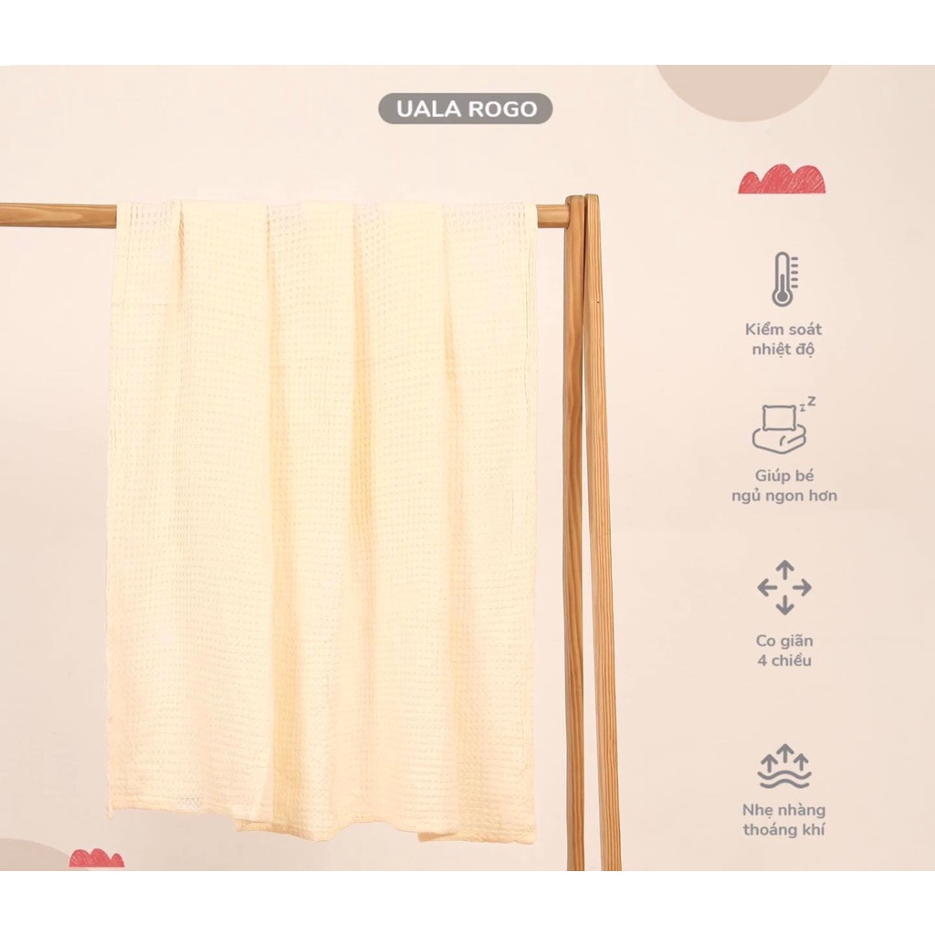 UALA ROGO-Chăn lưới sợi tre Bamboo chống ngạt mềm nhẹ 100x120cm khử khuẩn thoáng khí cao cấp an toàn cho bé