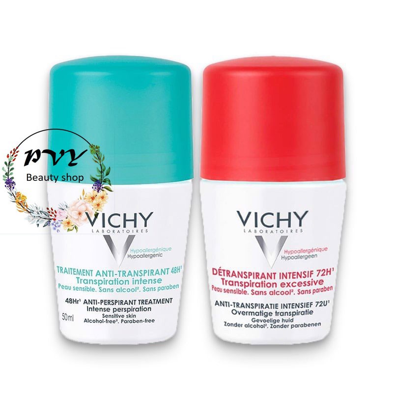 Lăn Khử Mùi Vichy Đỏ, Xanh. Khô Thoáng Diệt Khuẩn dưới cánh tay Detranspirant Intensif 72H #Pvy Beauty