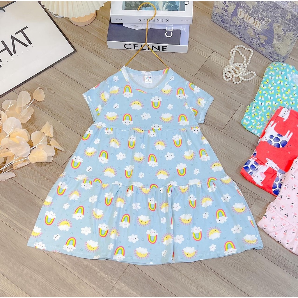 [Rẻ vô địch] Váy đại cotton bozip Lynhkids bé gái siêu xinh từ 19-35kg