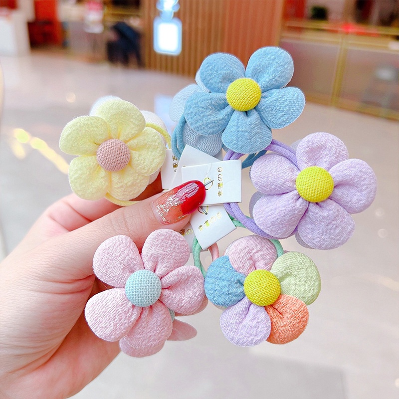 Set 2 Dây Buộc Tóc Đính Hoa Dễ Thương Cho Bé Gái