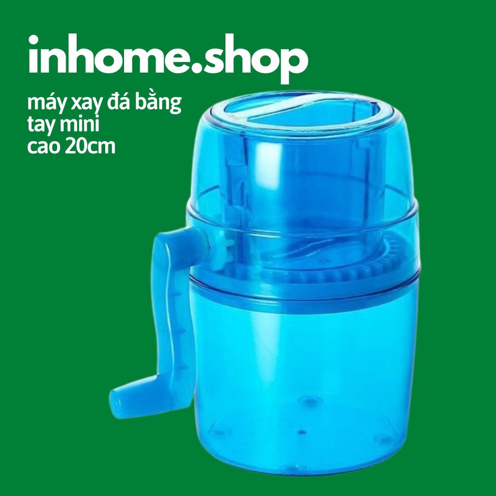 Máy xay đá bào mini, máy bào đá bằng tay 2 lưỡi màu xanh, bào đá tuyết cực mịn, nhựa ABS cao cấp