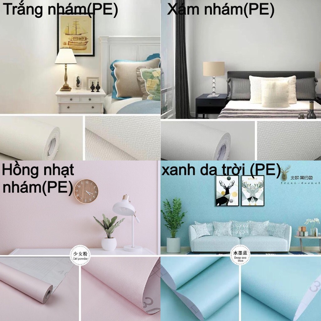 DECAL 10m Giấy dán tường khổ rộng 45cm  - MẶT NHÁM MÀU THUẦN NHIỀU MẪU