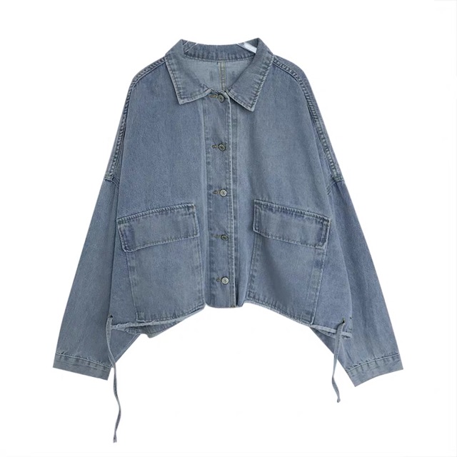Áo khoác jeans mỏng có dây