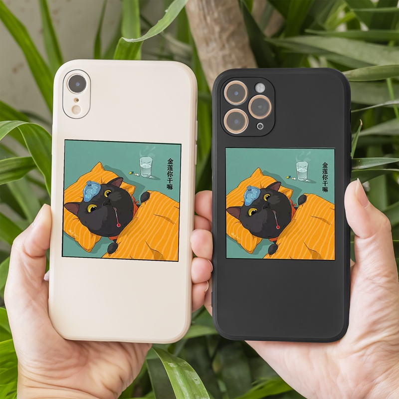 Ốp Điện Thoại Silicon Mềm Hình Mèo Đen Dễ Thương Cho iPhone 7 8 Plus 13 12 11Pro Mini Pro X XR XS Max