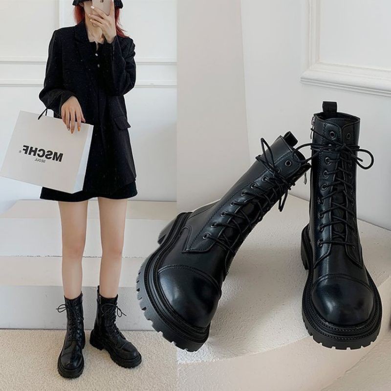 (Sẵn 37/38/39) Boots siêu ngầu cao cổ khoá nữ hàng Quảng Châu 4.5cm