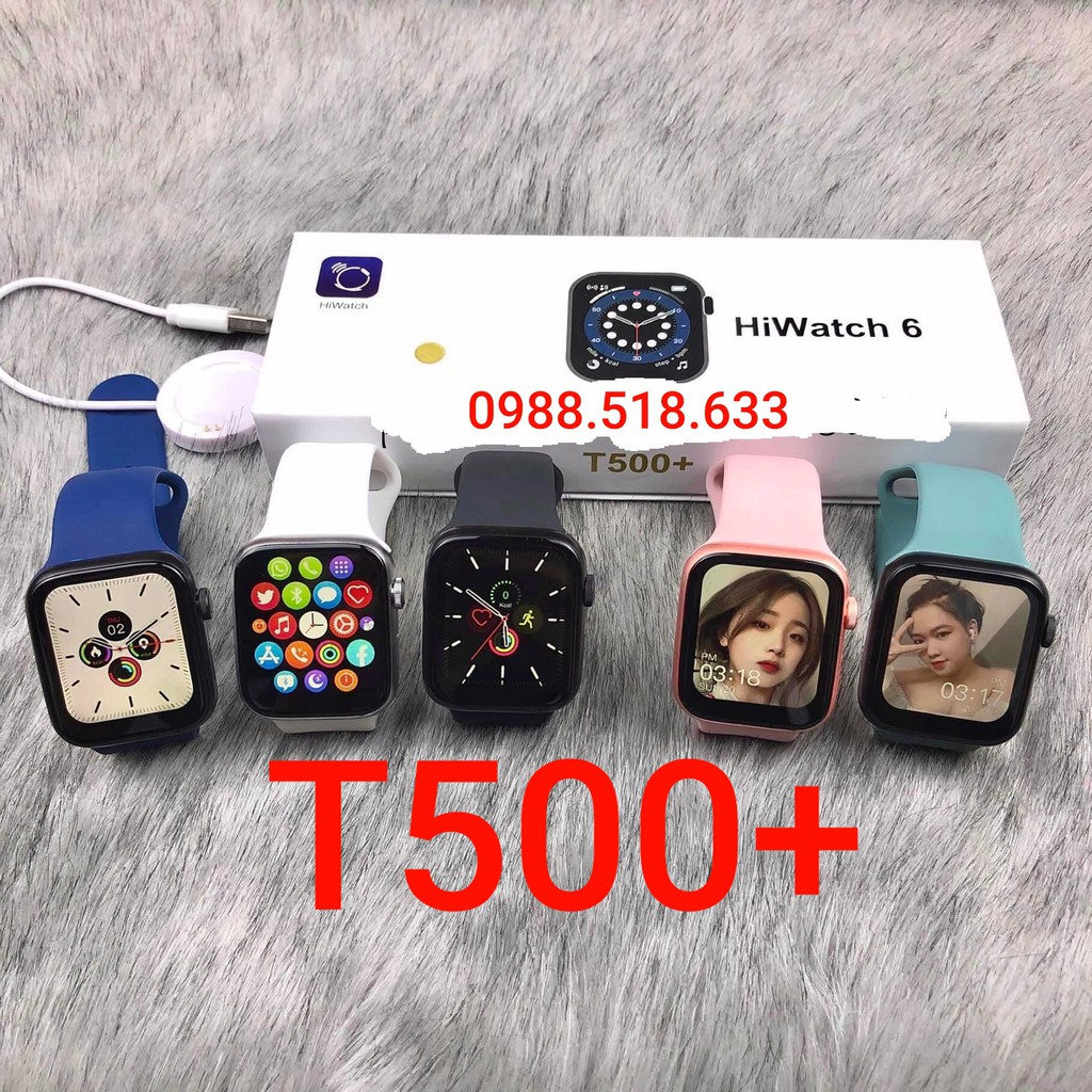 Đồng Hồ Thông Minh T500+ seri 6 Hiwatch 6 Thay ảnh tùy ý Nghe gọi kết nối bluetooth 5.0 44mm