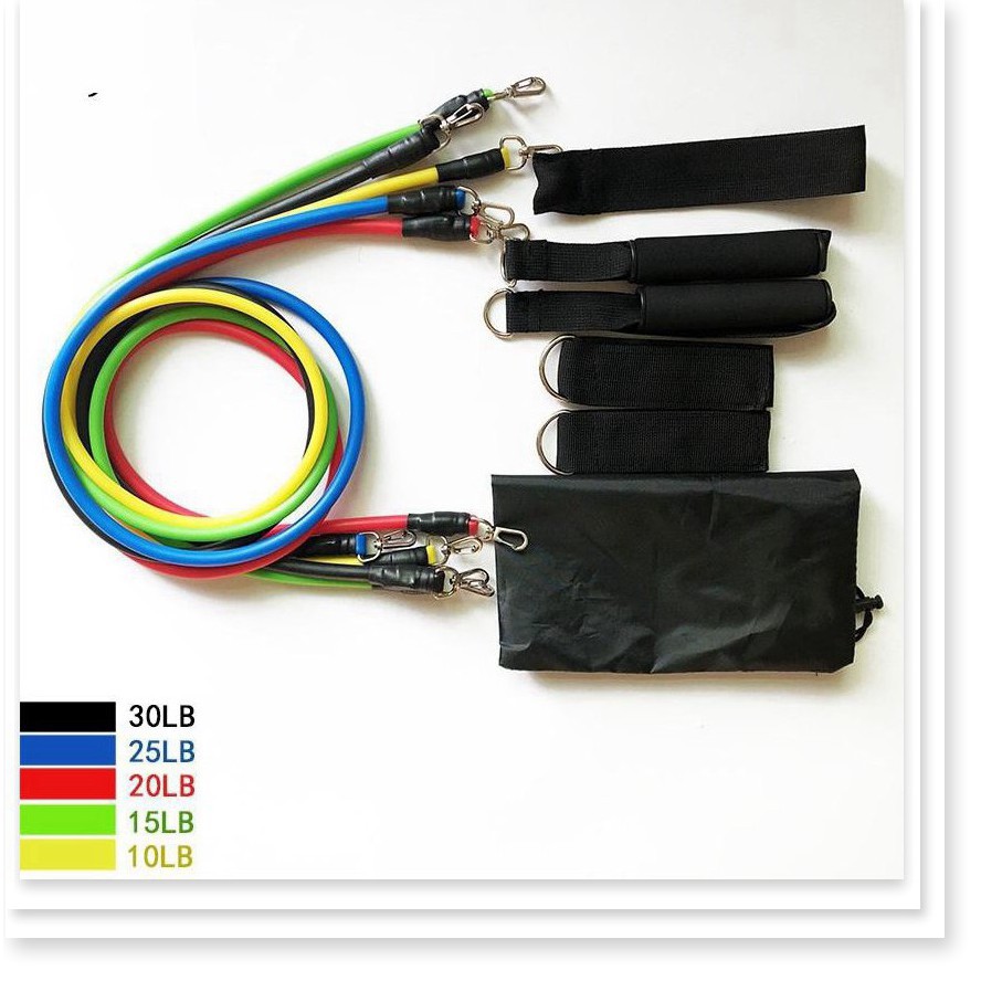 Bộ dây tập gym, yoga tại nhà, dây đàn hồi co giãn, tập nhiều động tác