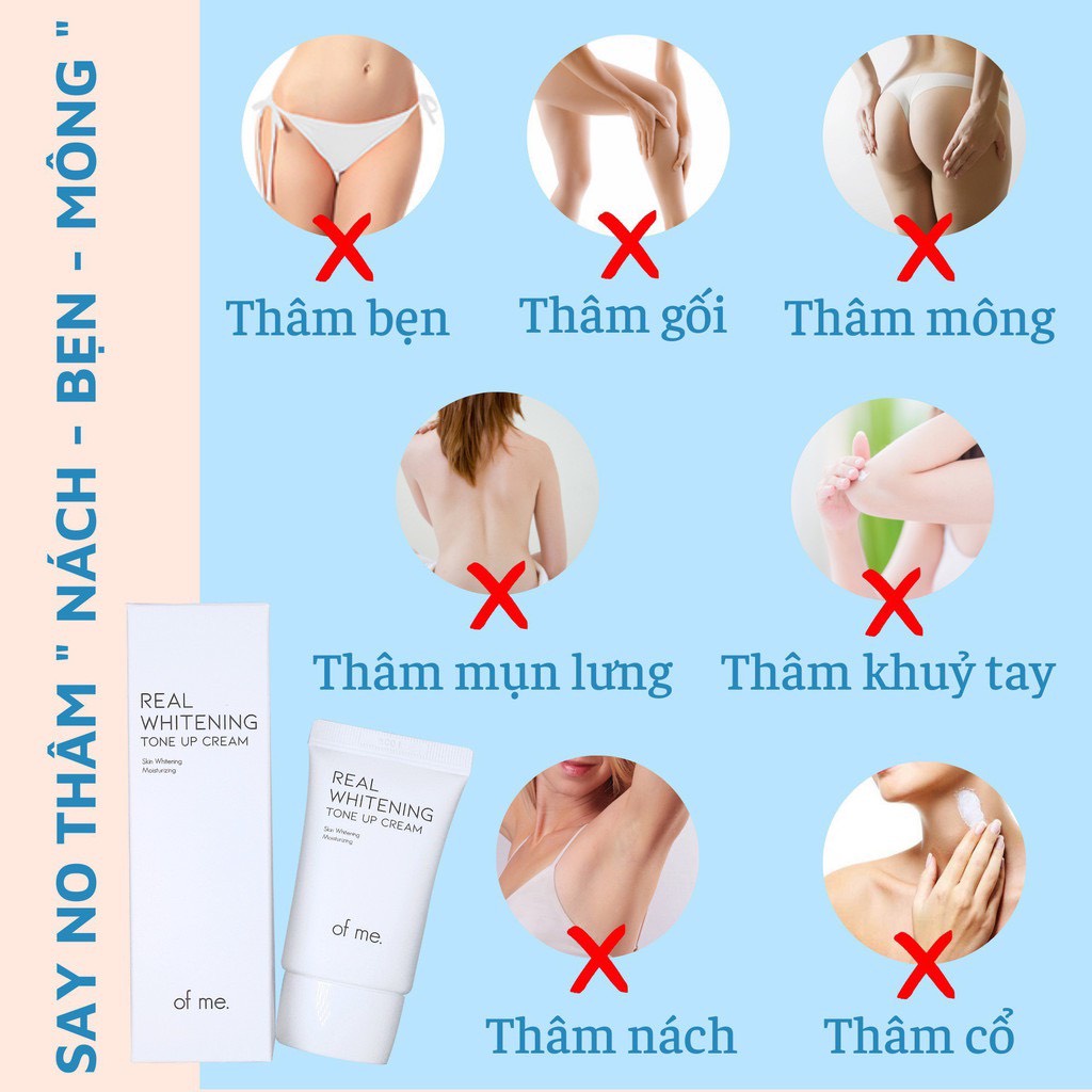 Kem Dưỡng Trắng Body Giảm Thâm Nách, Bẹn, Khuỷ Tay, Chân, Mông, Kem Thâm Body Of Me Real Whitening Hàn Quốc