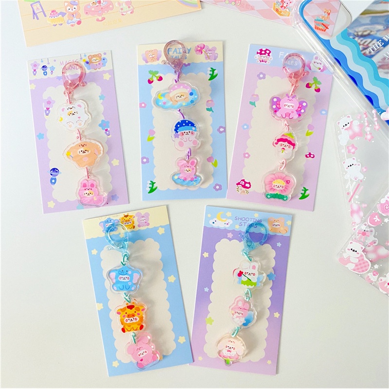 Móc Khóa acrylic Hình Cuốn Sách/Gấu Phong Cách Hàn Quốc