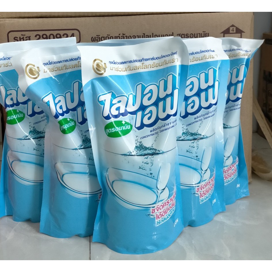 (KTT) Nước rửa chén LIPON- F túi 550 ml- Không mùi- Thái Lan