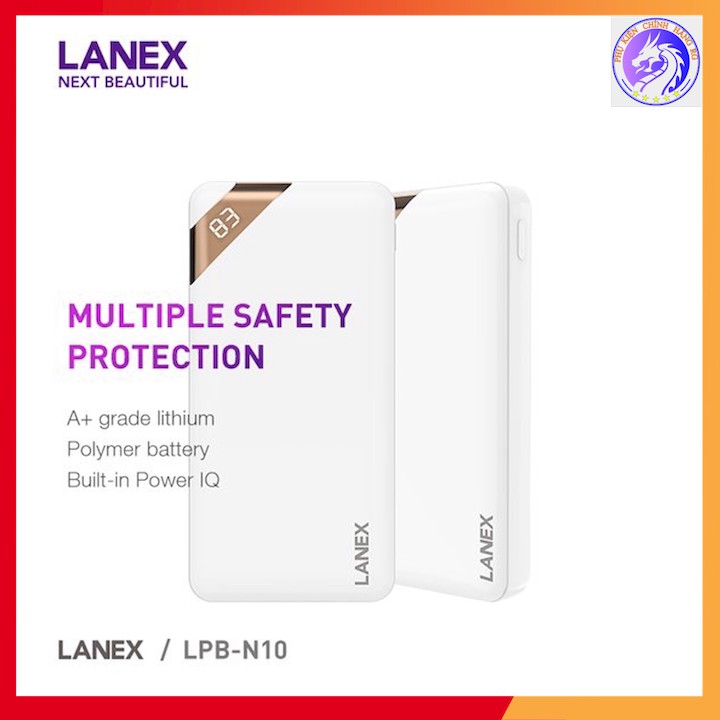 PIN DỰ PHÒNG LITHIUM 2 CỔNG USB 2.1A 20000MAH LANEX LPB-N10 - ĐÈN LED