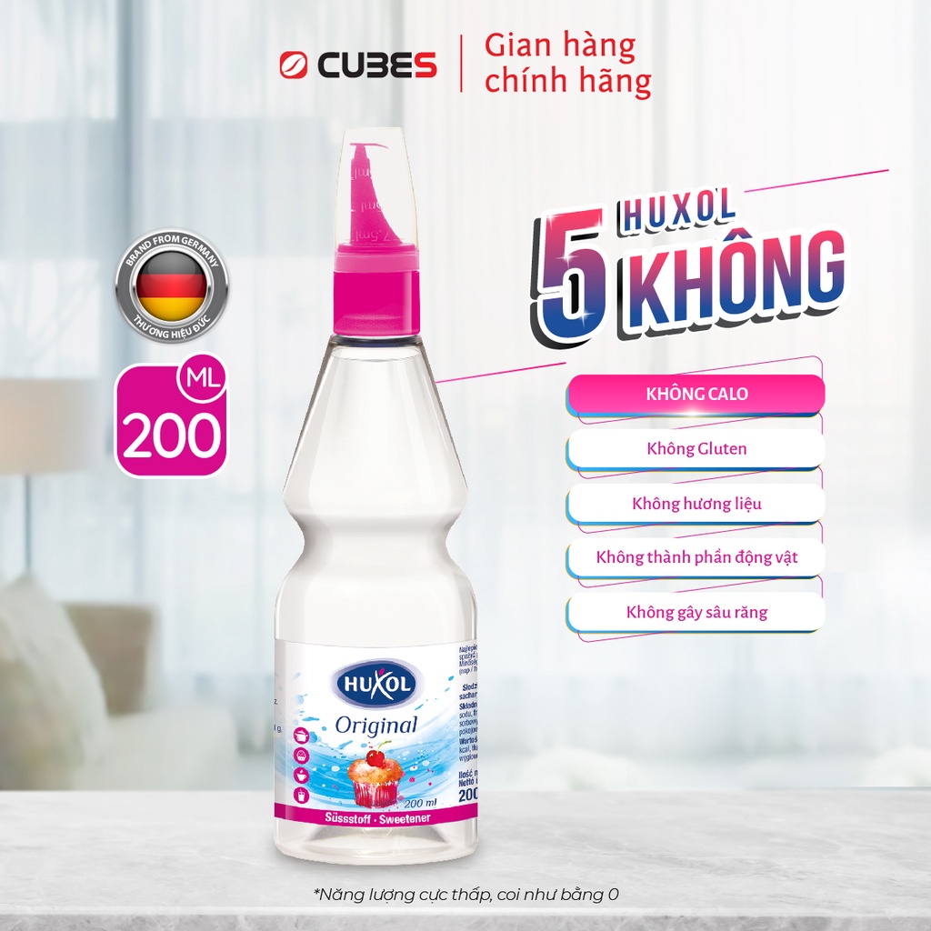 Chai Đường Ăn Kiêng Sweetener Huxol Original 200ml - Nhập khẩu từ Đức - Dành cho người tiểu đường, giảm cân, huyết áp