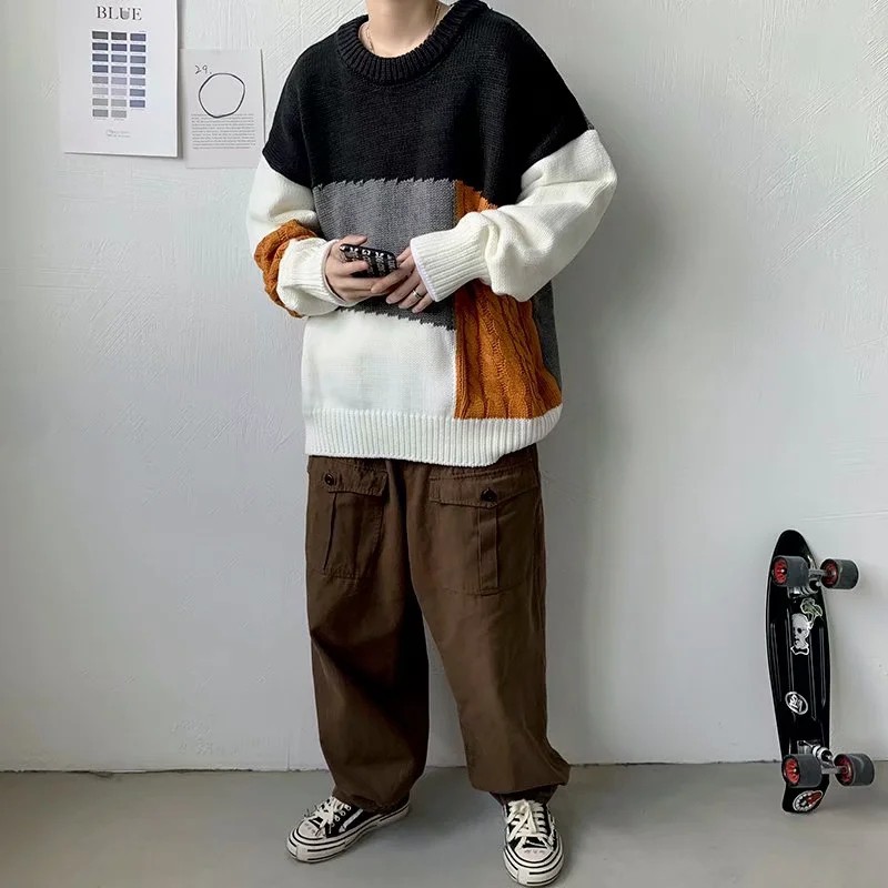 Áo len tay dài phối màu phong cách trẻ trung cho nam size M-2XL | BigBuy360 - bigbuy360.vn