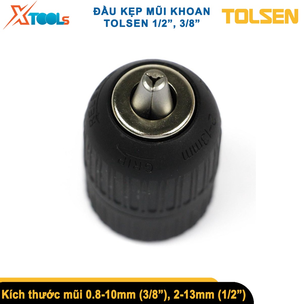 Đầu kẹp mũi khoan tự động không chìa Tolsen, đầu khoan không chìa tương thích nhiều loại mũi khoan size 3/8&quot;[CHÍNH HÃNG]