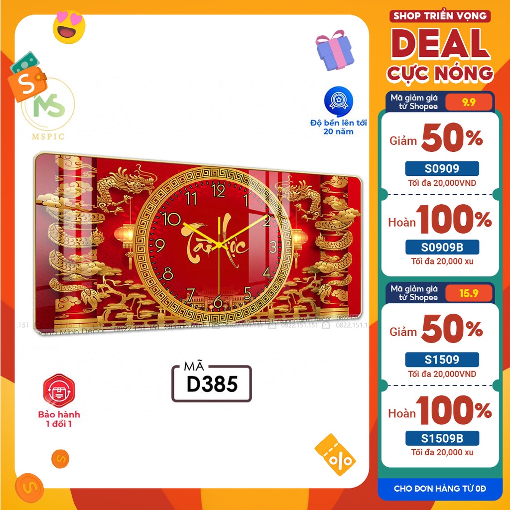 Tranh Đồng Hồ Treo Tường tráng gương HOTTREN Đồng Hồ Pha Lê Trang Trí Decor Nhà Cửa Phòng Khách kim trôi