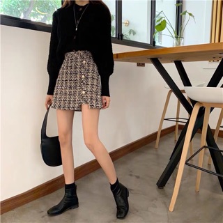 Chân váy tweed 2 màu đen - trắng