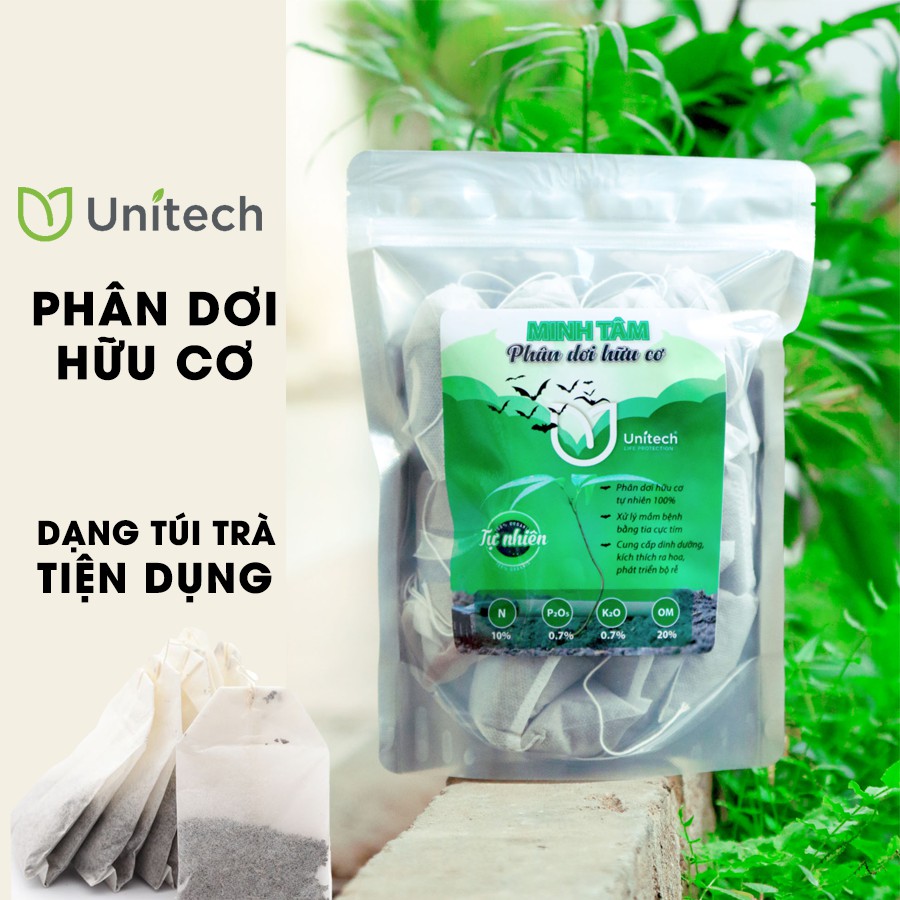 Phân dơi hữu cơ Minh Tâm - dạng túi trà lọc chuyên dụng cho cây cảnh, rau sạch, cây văn phòng