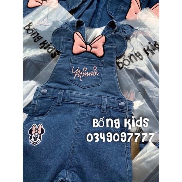 Quần Yếm Dài Bé Gái Minnie Denim PR