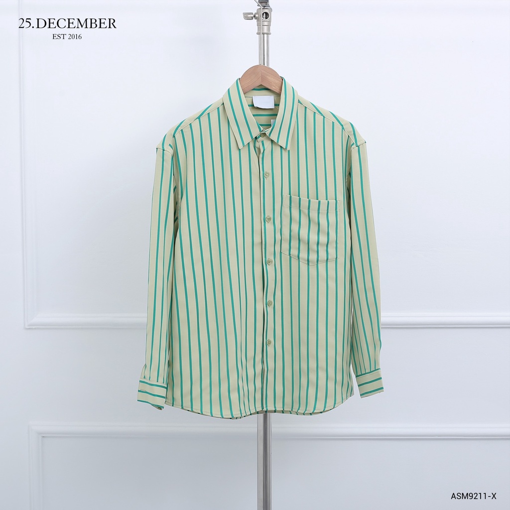 Áo sơ mi nam kẻ sọc, chất cotton dầy dặn, đẹp - Thương hiệu 25.December mã ASM9211