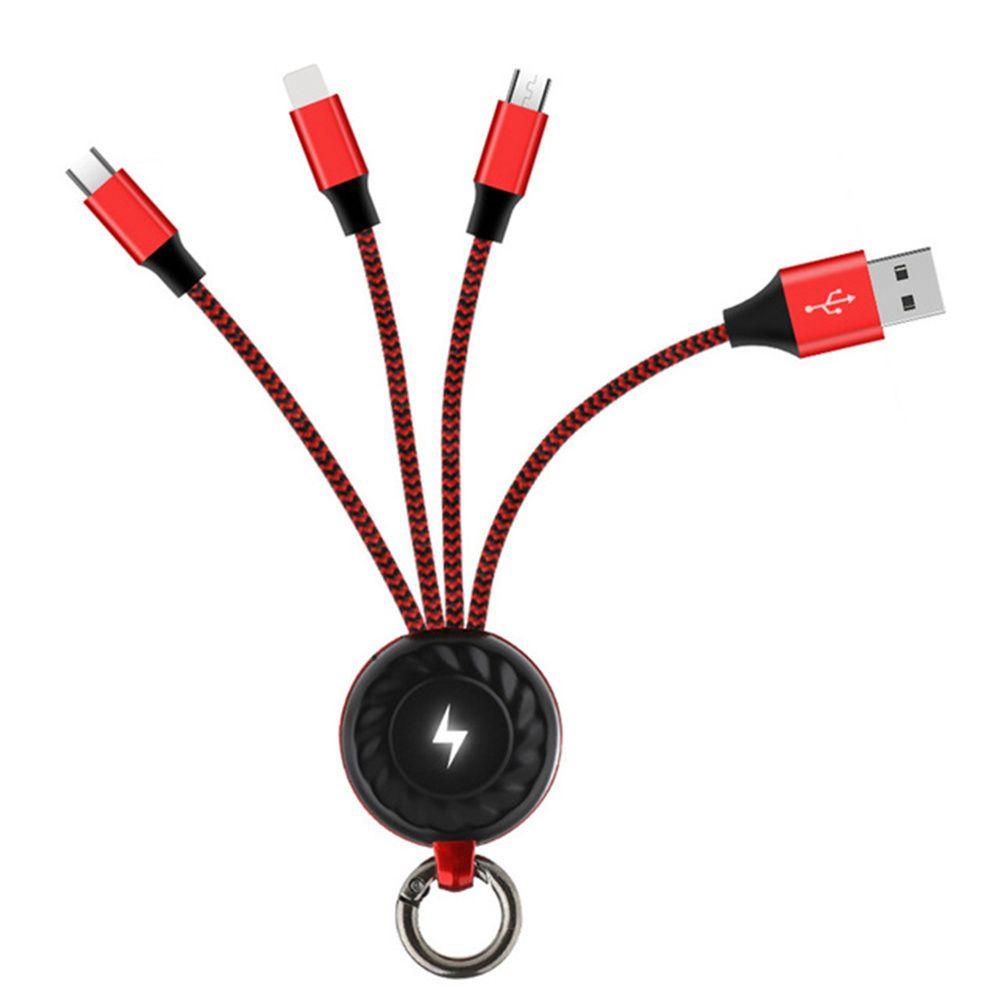 Cáp Sạc Nhanh GLENES 3 Trong 1 Micro USB Type C Gắn Móc Khóa Tiện Dụng