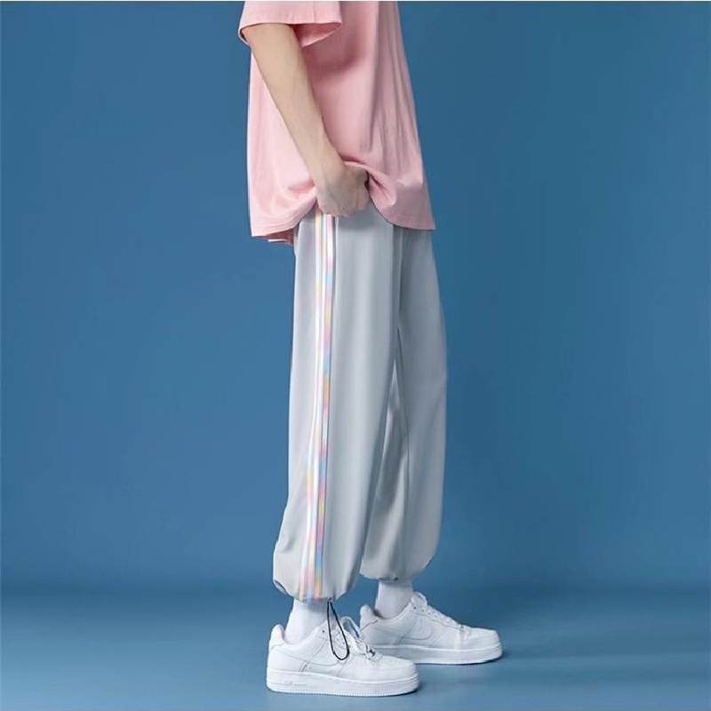 Quần Dài Thể Thao Kẻ Sọc Hai Bên Phong Cách Nhật Bản Cho Nam