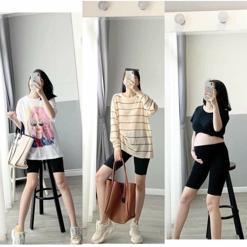 Quần legging ngố bầu cạp chéo, chun chỉnh siêu co dãn