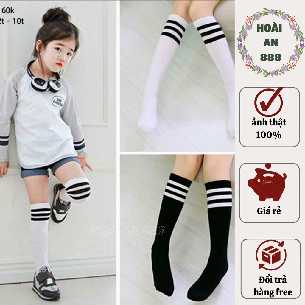 Sét 5 Đôi Tất - Vớ Cao Cổ Cho Bé Gái Từ 1 - 10 Tuổi Kẻ Sọc Hàn Quốc Giả Boot Mặc Váy Siêu Sang Chảnh