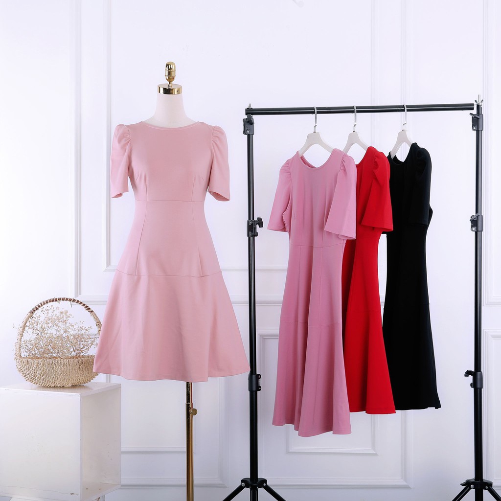 Đầm nữ tay bồng, cổ tròn, dáng xòe , thiết kế cao cấp TKFASHION DK873