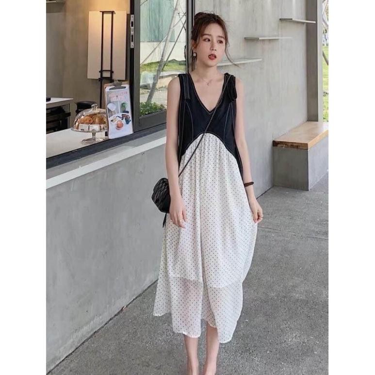 Vải voan cao cấp chiffon-Màu trắng đen cực dễ phối đồ-Chuyên may váy đầm đi biển-du lịch-cafe-Mềm mại-trẻ trung-nữ tính