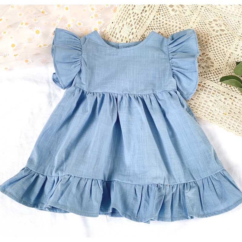 Váy bé gái chất linen siêu xinh cho bé đi chơi, đi học OP KIDS