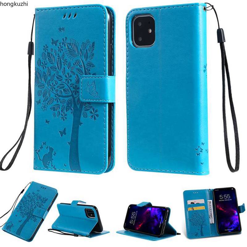 Bao da điện thoại có ngăn đựng thẻ nắp lật họa tiết cây bướm mèo cho Iphone 5 5s Se 5c 6 6s 6 Plus 6s Plus | BigBuy360 - bigbuy360.vn