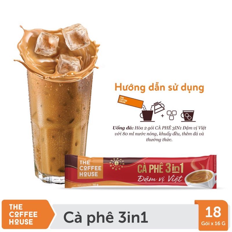 1 hộp Cafe Hòa Tan 3-in-1 The coffee House (18 gói x 16g)