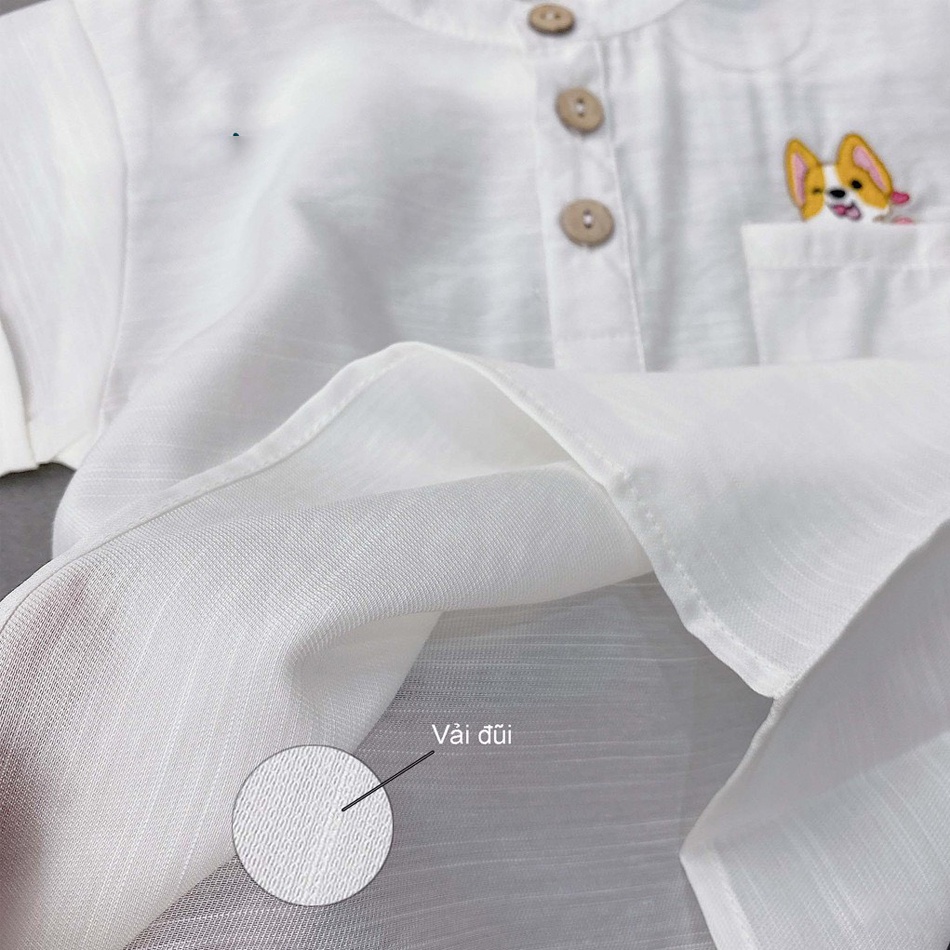Aó sơ mi cho bé trai bé gái vải đũi mềm mịn cho bé 0-3 tuổi