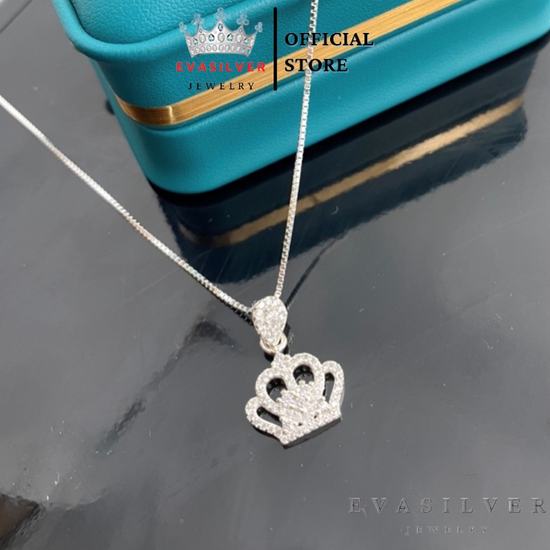 Dây chuyền bạc nữ mặt vương miện nữ hoàng đính đá sang trọng - Trang sức bạc Evasilver