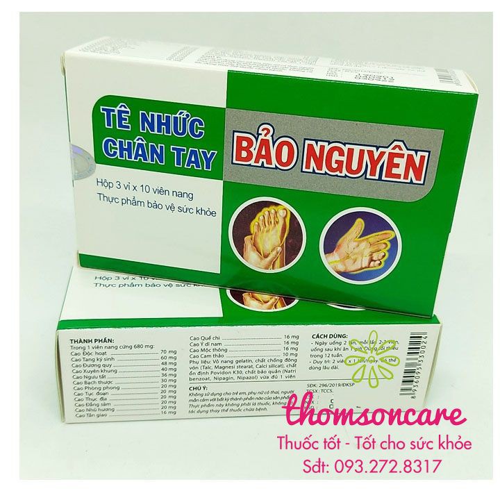 Tê nhức chân tay Bảo Nguyên - lưu thông khí huyết từ thảo dược - Hộp 30 viên